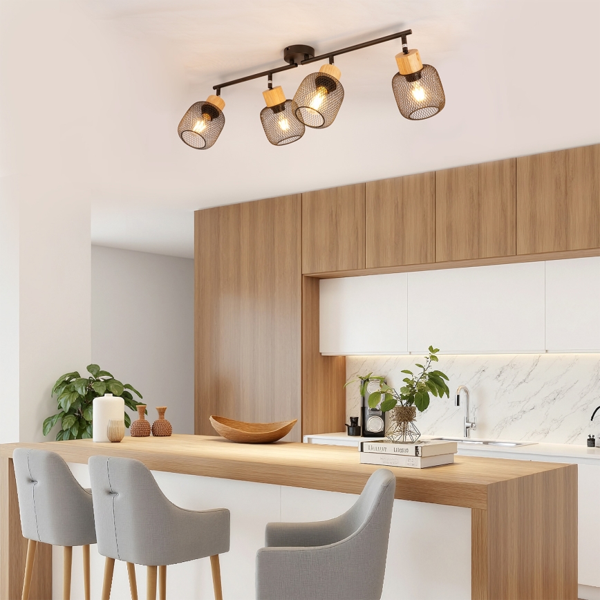 Brilagi - Spotlámpa BASKLITE 4xE27/15W/230V fa/fekete