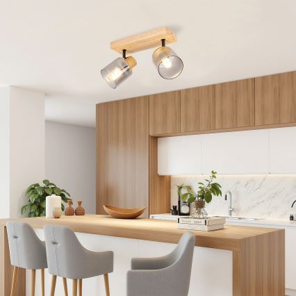 Brilagi - Spotlámpa HYGGE 2xE14/15W/230V fa/füstszínű