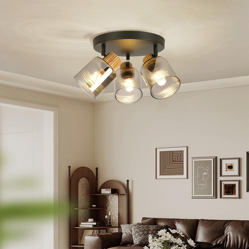 Brilagi - Spotlámpa HYGGE 3xE14/15W/230V fekete/füstszínű