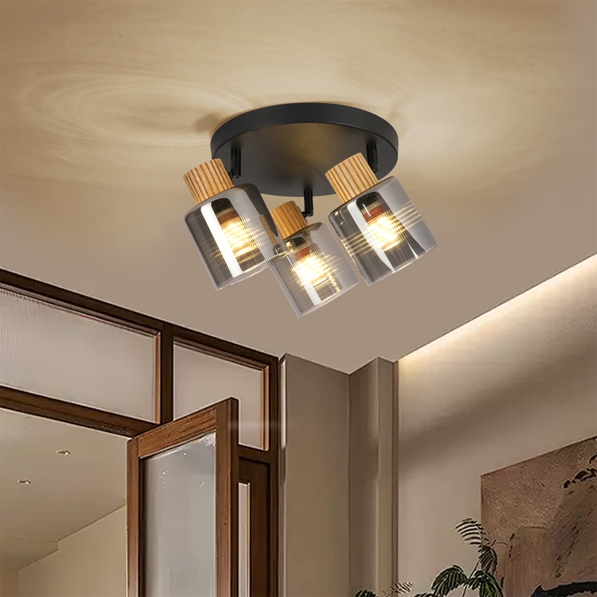 Brilagi - Spotlámpa HYGGE 3xE14/15W/230V fekete/füstszínű