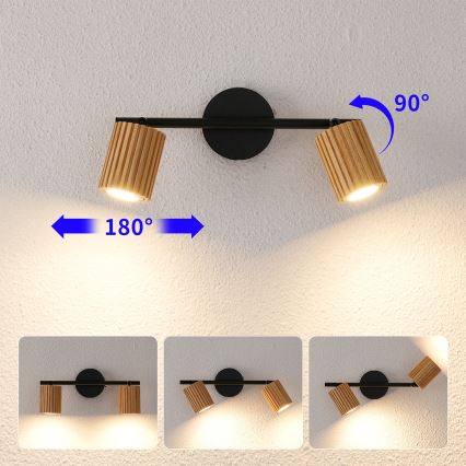Brilagi - Spotlámpa MODERN WOOD 2xGU10/8W/230V kaucsukfa/fekete