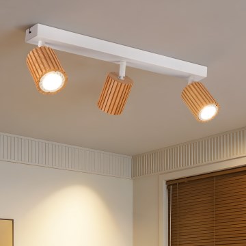 Brilagi - Spotlámpa MODERN WOOD 3xGU10/8W/230V fa/fehér