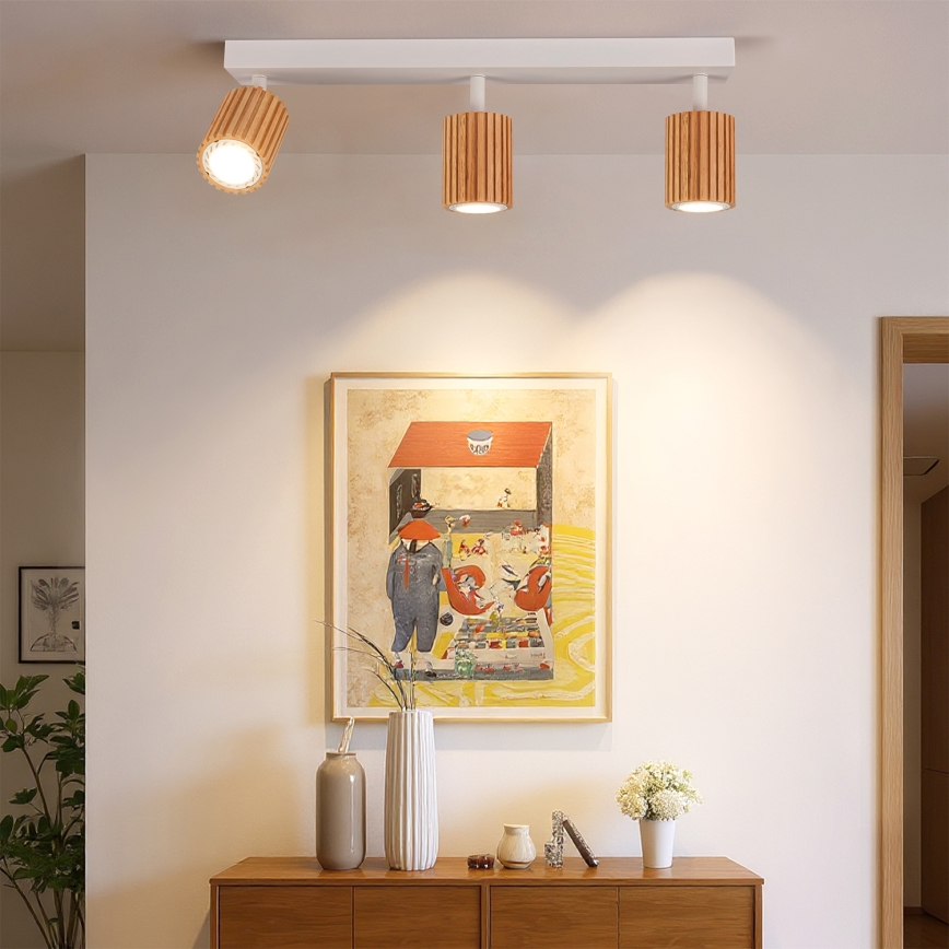 Brilagi - Spotlámpa MODERN WOOD 3xGU10/8W/230V fa/fehér