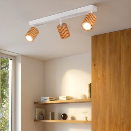 Brilagi - Spotlámpa MODERN WOOD 3xGU10/8W/230V fa/fehér