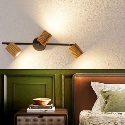 Brilagi - Spotlámpa MODERN WOOD 3xGU10/8W/230V fa/fekete