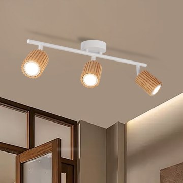 Brilagi - Spotlámpa MODERN WOOD 3xGU10/8W/230V kaucsukfa/fehér