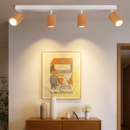 Brilagi - Spotlámpa MODERN WOOD 4xGU10/8W/230V fa/fehér