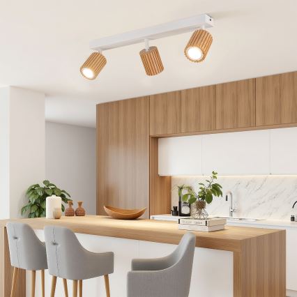 Brilagi - Spotlámpa MODERN WOOD 4xGU10/8W/230V kaucsukfa/fehér