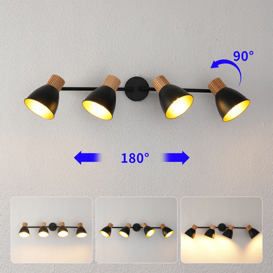 Brilagi - Spotlámpa ODENSE 4xE14/10W/230V kaucsukfa/fekete