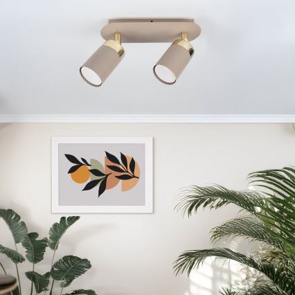 Brilagi - Spotlámpa POKER 2xGU10/25W/230V bézs/arany