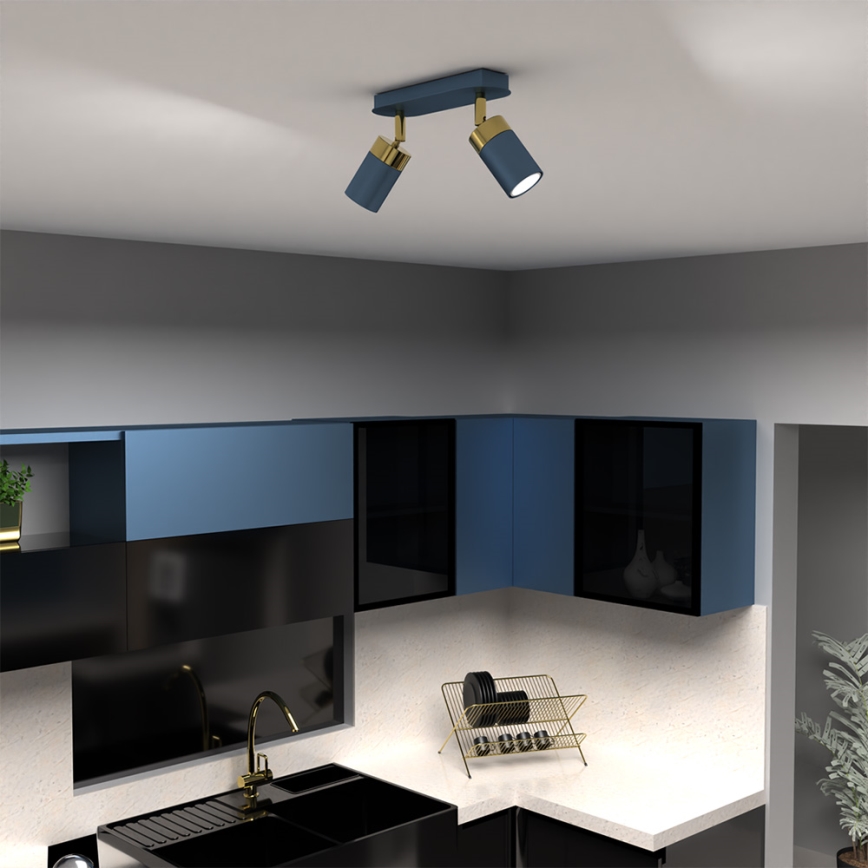 Brilagi - Spotlámpa POKER 2xGU10/25W/230V kék/arany