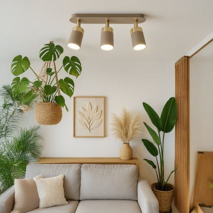 Brilagi - Spotlámpa POKER 3xGU10/25W/230V bézs/arany