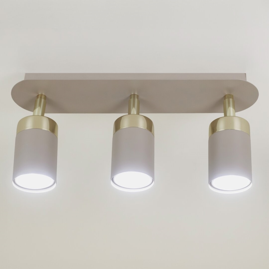 Brilagi - Spotlámpa POKER 3xGU10/25W/230V bézs/arany