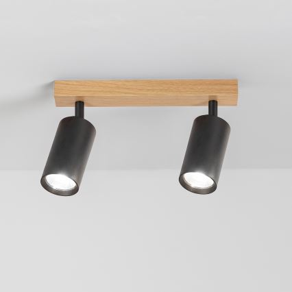 Brilagi - Spotlámpa SELE 2xGU10/30W/230V fekete/tölgy dekor