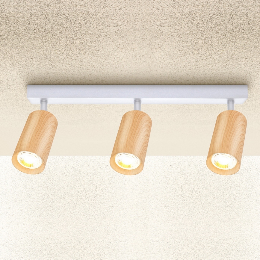 Brilagi - Spotlámpa SELE 3xGU10/30W/230V fehér/tölgy dekor