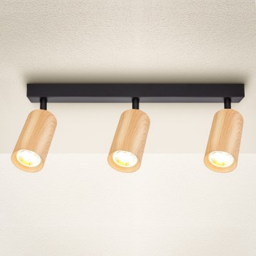 Brilagi - Spotlámpa SELE 3xGU10/30W/230V fekete/tölgy dekor