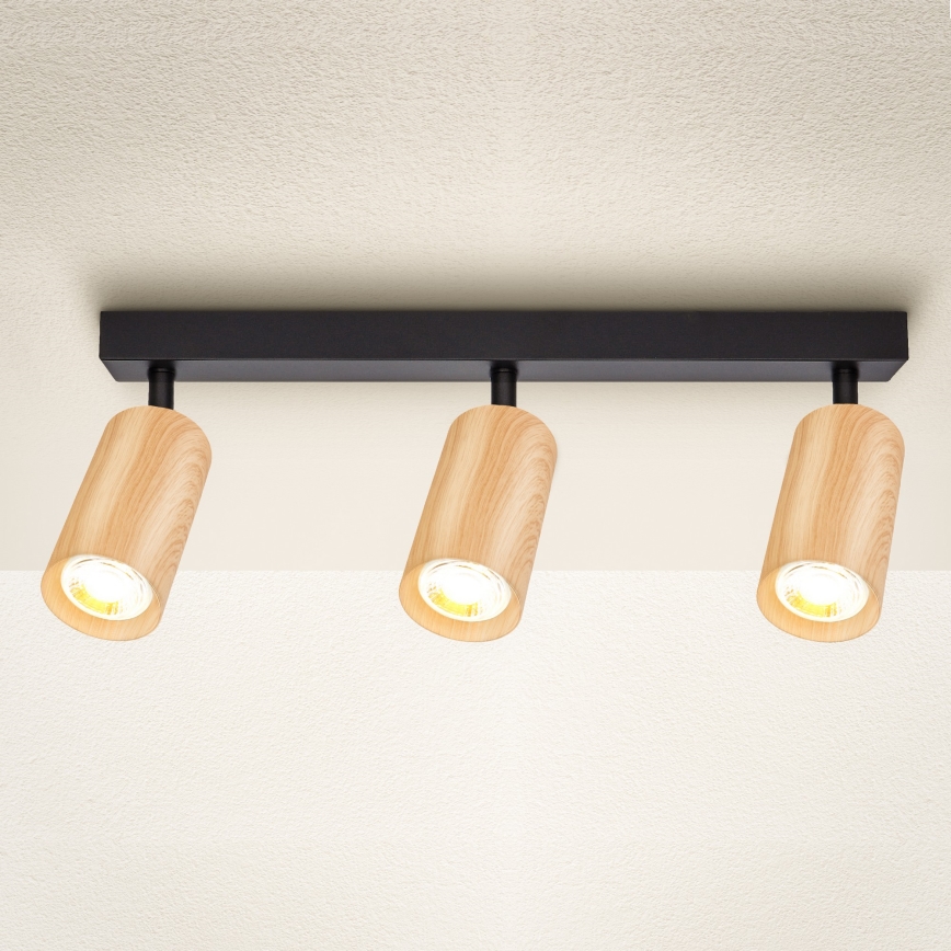 Brilagi - Spotlámpa SELE 3xGU10/30W/230V fekete/tölgy dekor