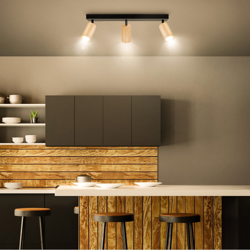 Brilagi - Spotlámpa SELE 3xGU10/30W/230V fekete/tölgy dekor