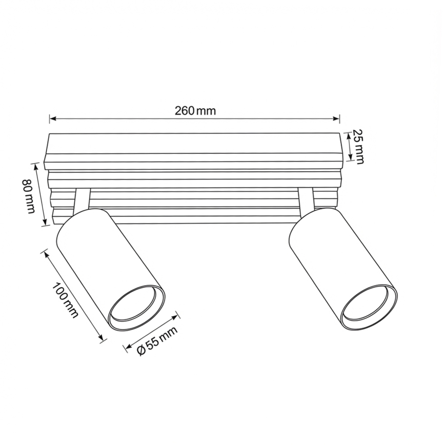 Brilagi - Spotlámpa SELE WOOD 2xGU10/30W/230V fekete/fa