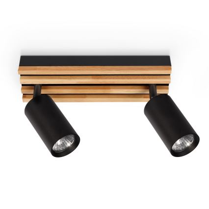 Brilagi - Spotlámpa SELE WOOD ACOUSTIC 2xGU10/30W/230V fekete/fa