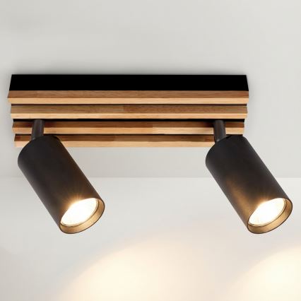 Brilagi - Spotlámpa SELE WOOD ACOUSTIC 2xGU10/30W/230V fekete/fa