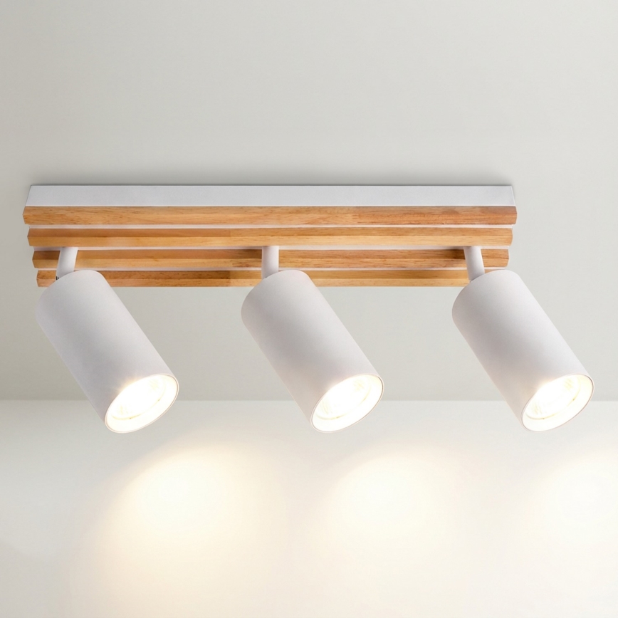 Brilagi - Spotlámpa SELE WOOD ACOUSTIC 3xGU10/30W/230V fehér/fa
