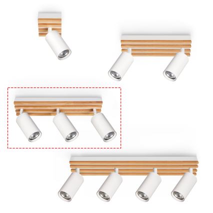 Brilagi - Spotlámpa SELE WOOD ACOUSTIC 3xGU10/30W/230V fehér/fa