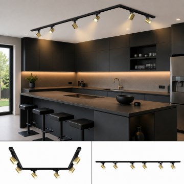 BRILAGI - Spotlámpa sínrendszerhez HUSKY 6xGU10/10W/230V 225 cm fekete/arany