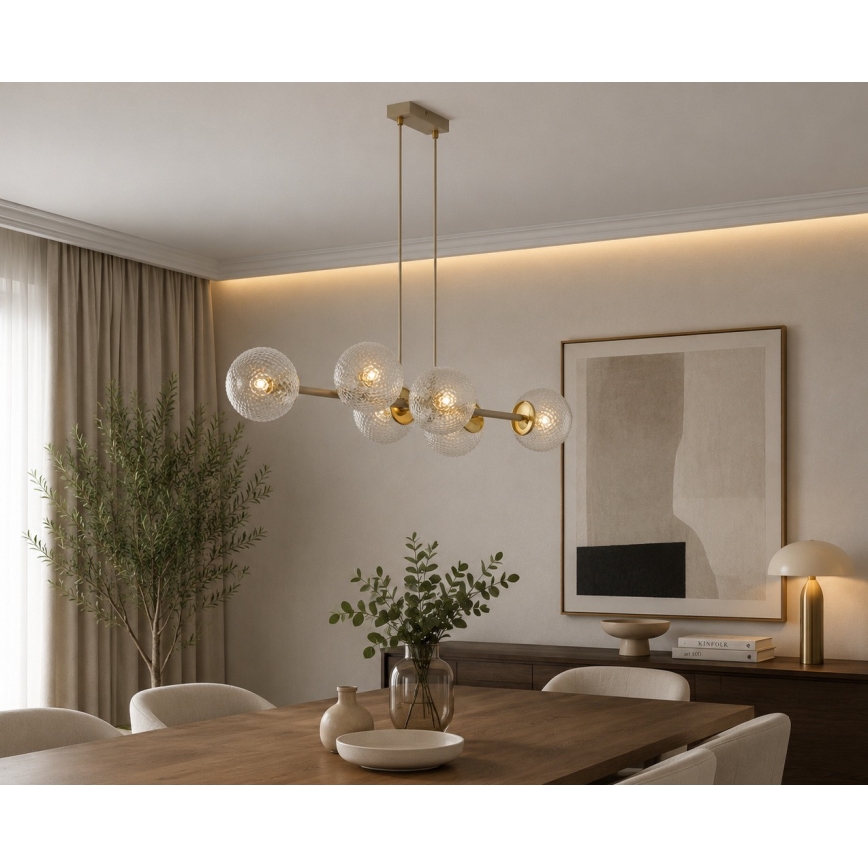 Brilagi - STELLA kábelcsillár 6xE27/60W/230V bézs/arany
