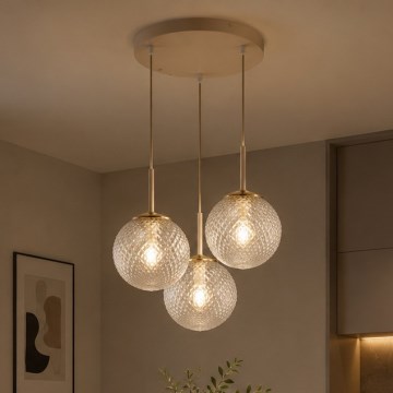 Brilagi - STELLA kábeles függeszték 3xE27/60W/230V bézs/arany