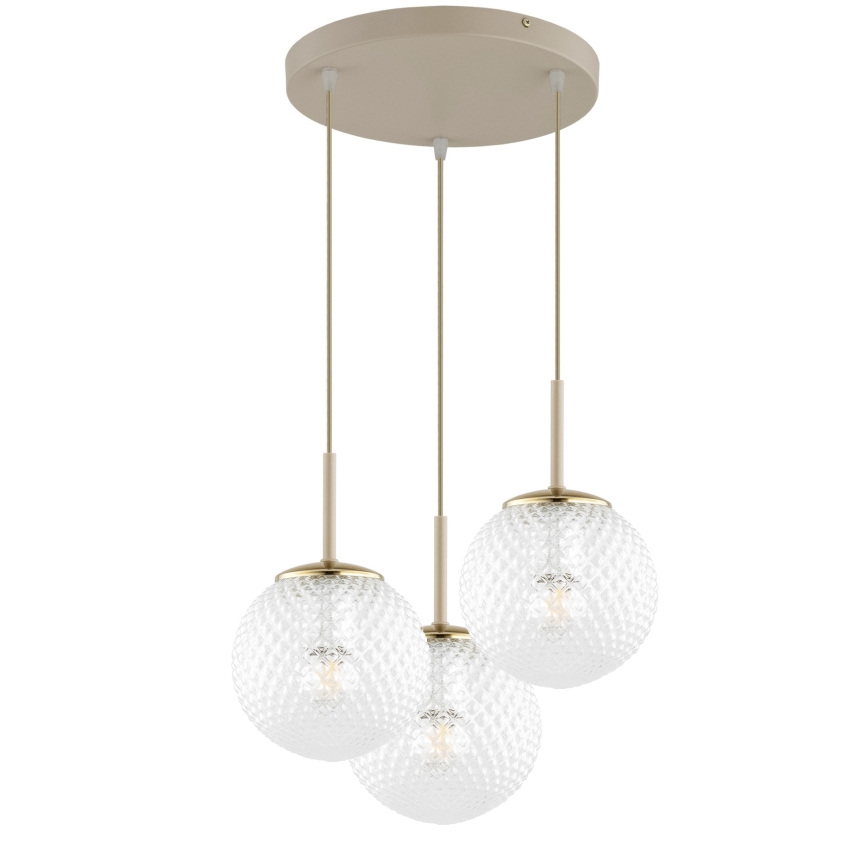 Brilagi - STELLA kábeles függeszték 3xE27/60W/230V bézs/arany
