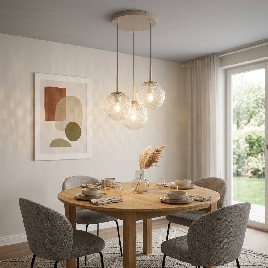 Brilagi - STELLA kábeles függeszték 3xE27/60W/230V bézs/arany
