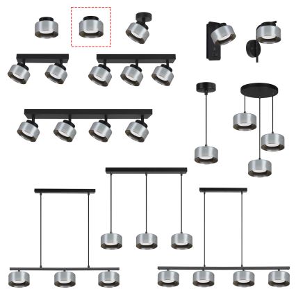 Brilagi - Süllyesztett mennyezeti lámpatest AURA LUX 1xGX53/30W/230V átm. 13 cm fekete/füstszínű