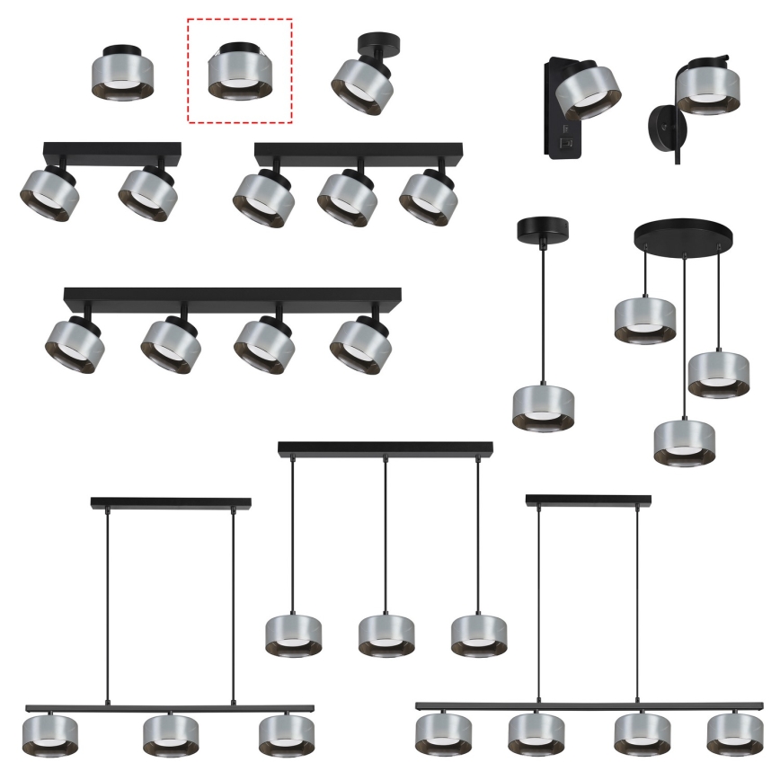 Brilagi - Süllyesztett mennyezeti lámpatest AURA LUX 1xGX53/30W/230V átm. 13 cm fekete/füstszínű