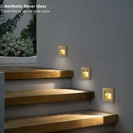 Brilagi - LED lépcsővilágító lámpa érzékelővel STEP LIGHT LED/1,5W/230V IP44 arany