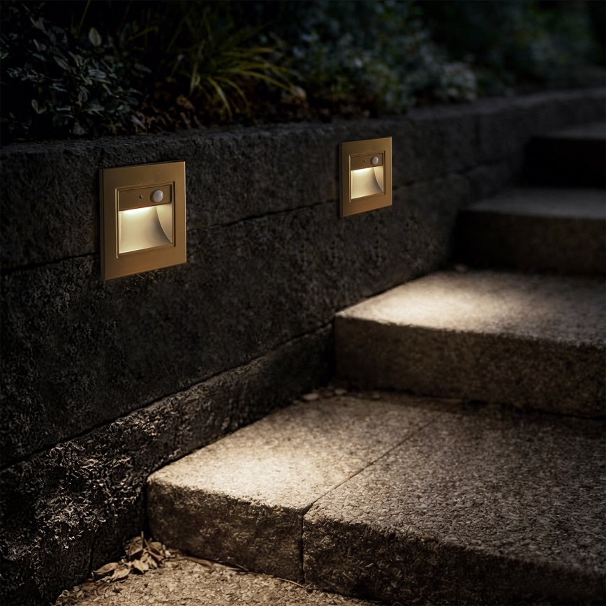 Brilagi - LED lépcsővilágító lámpa érzékelővel STEP LIGHT LED/1,5W/230V IP44 arany