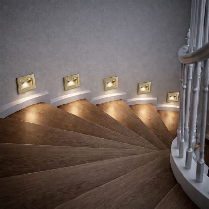 Brilagi - LED lépcsővilágító lámpa érzékelővel STEP LIGHT LED/1,5W/230V IP44 arany