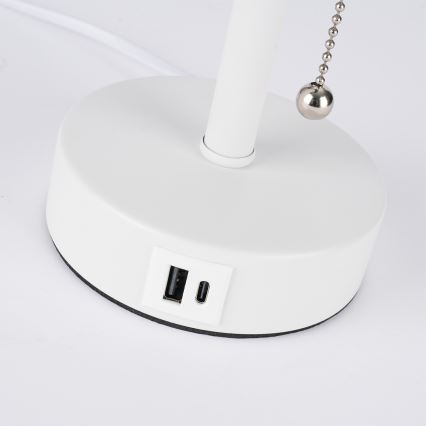 Brilagi - TABLON asztali lámpa USB-porttal, 1x E27/25W/230V, fehér/bézs