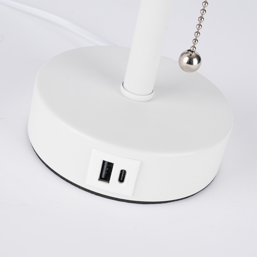 Brilagi - TABLON asztali lámpa USB-porttal, 1x E27/25W/230V, fehér/bézs