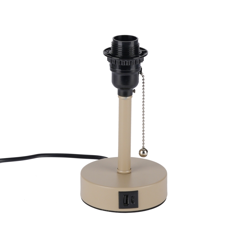 Brilagi - TABLON asztali lámpa USB-porttal, 1xE27/25W/230V, bézs/fehér