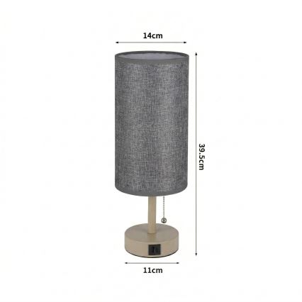 Brilagi - TABLON asztali lámpa USB-porttal 1xE27/25W/230V bézs/szürke