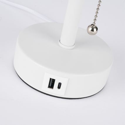 Brilagi - TABLON asztali lámpa USB-porttal 1xE27/25W/230V fehér