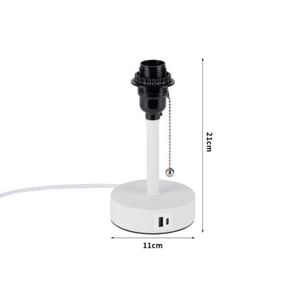 Brilagi - TABLON asztali lámpa USB-porttal 1xE27/25W/230V fehér