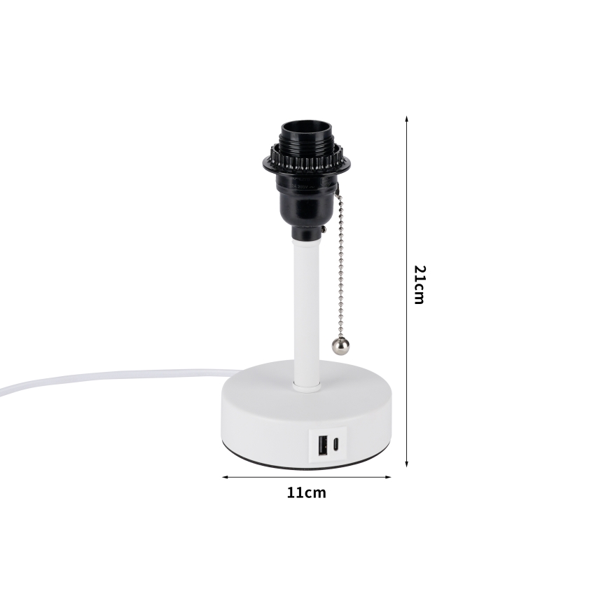 Brilagi - TABLON asztali lámpa USB-porttal 1xE27/25W/230V fehér