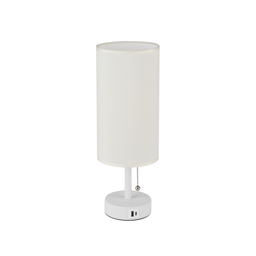 Brilagi - TABLON asztali lámpa USB-porttal 1xE27/25W/230V fehér/krémszínű