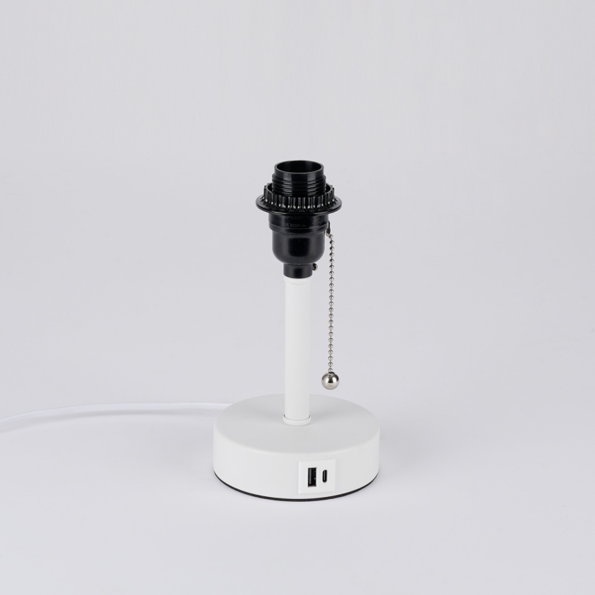 Brilagi - TABLON asztali lámpa USB-porttal 1xE27/25W/230V fehér/krémszínű