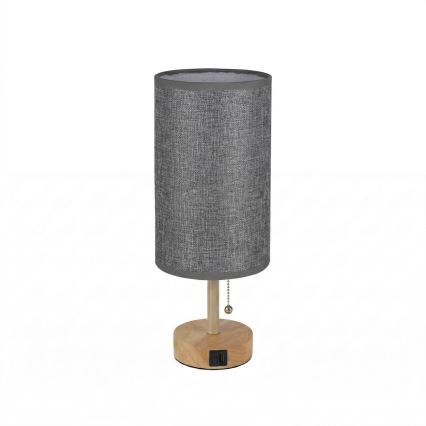 Brilagi - TABLON asztali lámpa USB-porttal 1xE27/25W/230V tölgy/bézs/szürke
