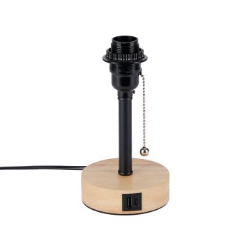 Brilagi - TABLON asztali lámpa USB-porttal 1xE27/25W/230V tölgy/fekete