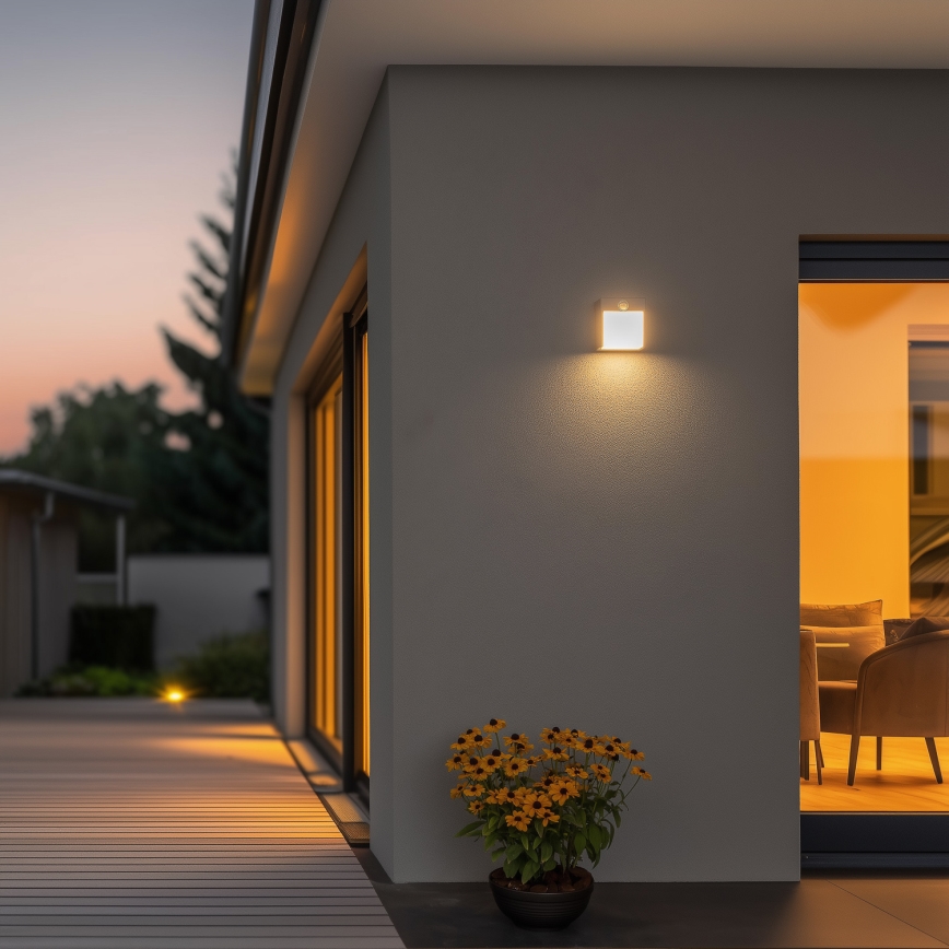 Brilagi - LED kültéri fali lámpa mozgásérzékelővel TERNI LED/12W/230V szürke IP44