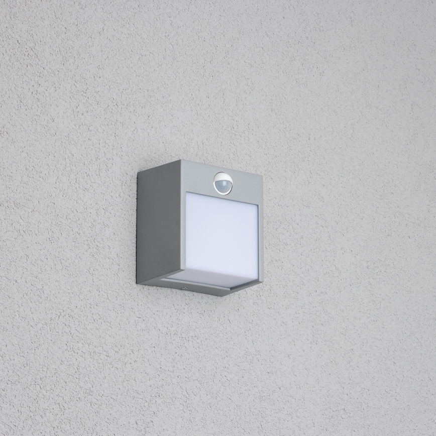 Brilagi - LED kültéri fali lámpa mozgásérzékelővel TERNI LED/12W/230V szürke IP44